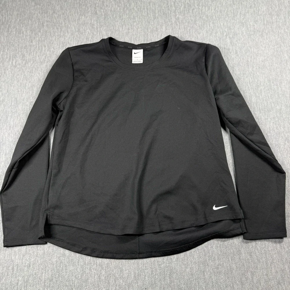 Nike Shirt Womens L Black Therma-FIT Long Sleeve Activewear Workout Top
